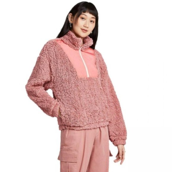 wild fable Jackets & Blazers - Long Sleeve Quarter Zip Pullover Sherpa Jacket